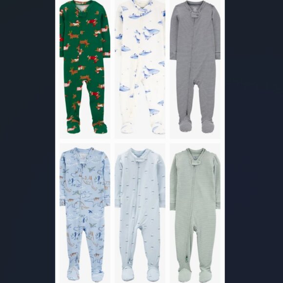 New with tags - Lot of 6 Pieces Carters PurelySoft Footie Pajamas Boys-18 months - Picture 1 of 13
